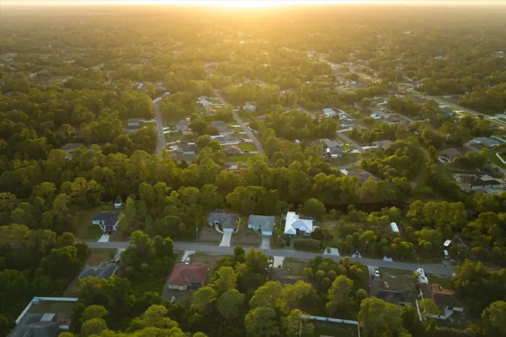An aerial view of a residential neighborhood in Florida.